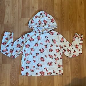 ALLYSSE IVORY FLOWERED HOODIE